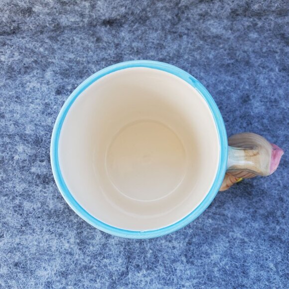 Vintage Florida Flamingo Ceramic Mug With Unique Seashell Handle From The 1980's - Picture 5 of 9